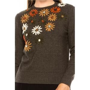 YAL New York Gerbera Western Cottage Daisy Woman Knit Sweater Size Small
